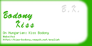 bodony kiss business card